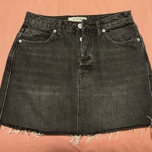 We the Free Black Wash Denim Skirt